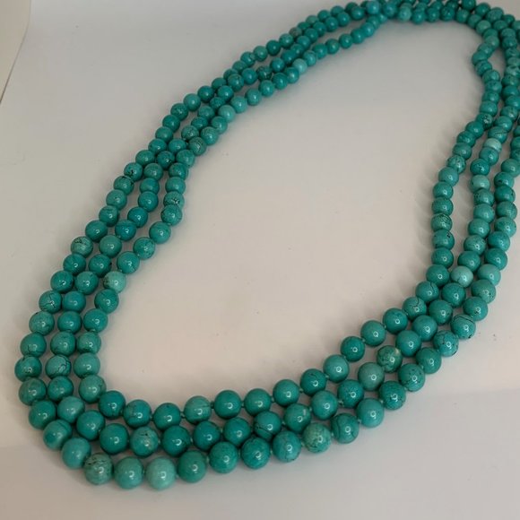 Dyed Howlite Bead 80" Hand Tied Necklace - Picture 3 of 4